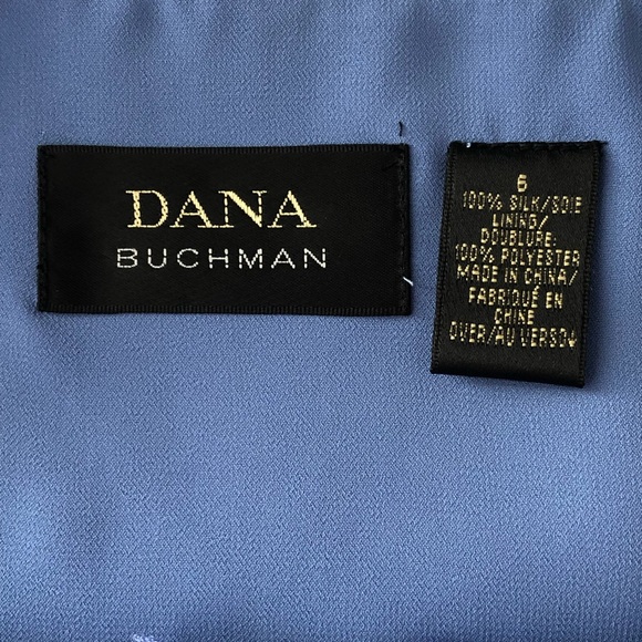 BEAUTIFUL SILK TOP WITH RUFFLED FLOWERS SIZE 6, SIDE ZIPPER-PERIWINKLE COLOR - Picture 10 of 11